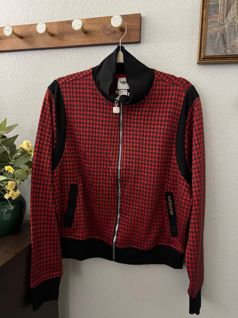 Adidas Originals Houndstooth TT Track Jacket NWT Better Scarlet Black XL